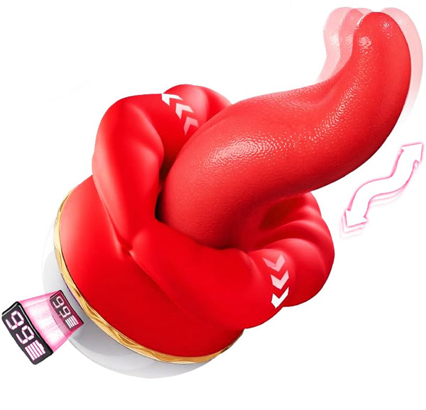 AI App Controlled Rose Toy Vibrator with Tongue Licking Lip Biting