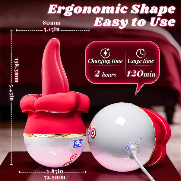 AI App Controlled Rose Toy Vibrator with Tongue Licking Lip Biting