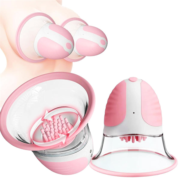 Rotating Nipple Suction Massager with 10 Modes & Dual Brush Heads