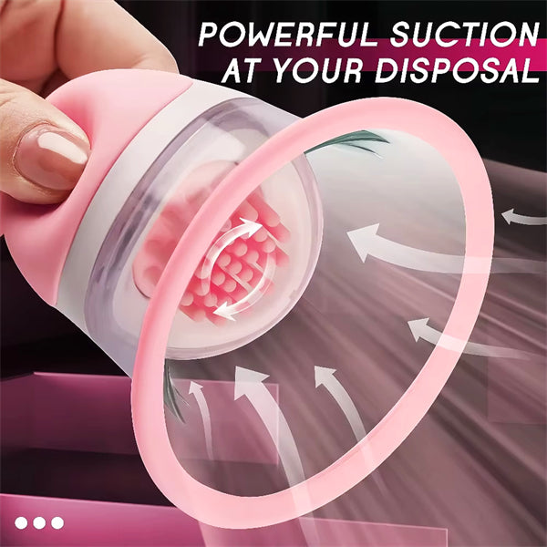 Rotating Nipple Suction Massager with 10 Modes & Dual Brush Heads