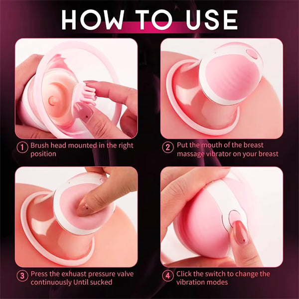 Rotating Nipple Suction Massager with 10 Modes & Dual Brush Heads