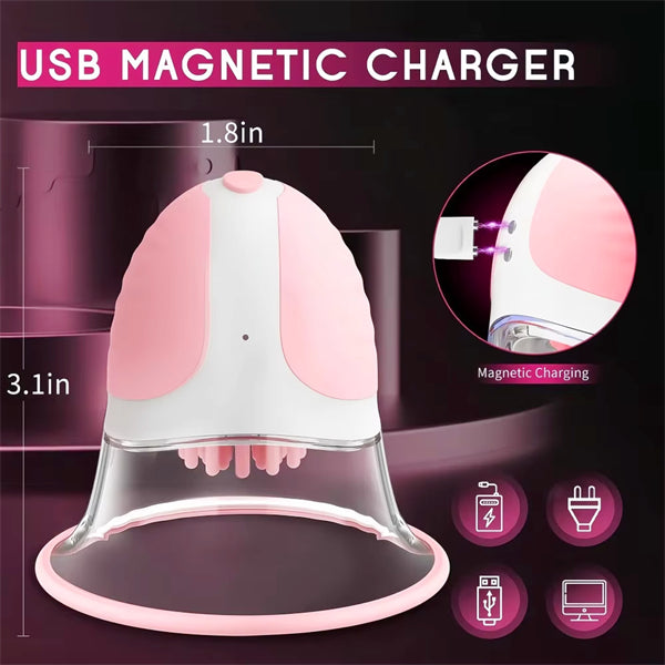Rotating Nipple Suction Massager with 10 Modes & Dual Brush Heads