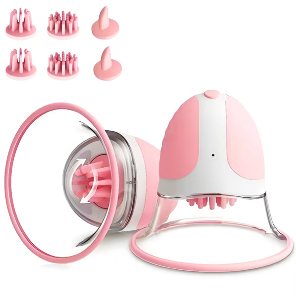 Rotating Nipple Suction Massager with 10 Modes & Dual Brush Heads