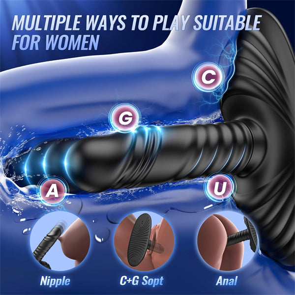 Sit and Ride Anal Beads Strapless Strap On Vibrator
