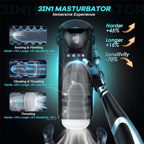Smart Penis Pump Sex Toy for Men with 9 Sucking Thrusting Vibrating
