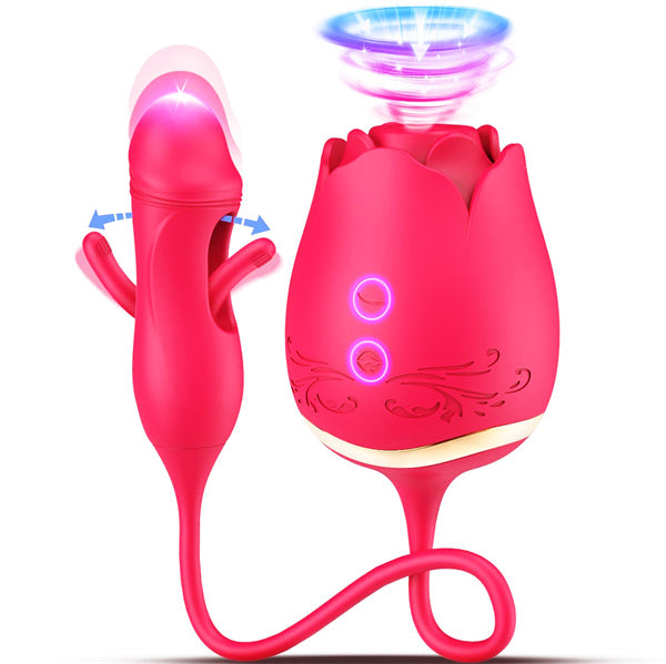 10 Flapping & 10 Sucking Rose Dildo Vibrator Sara