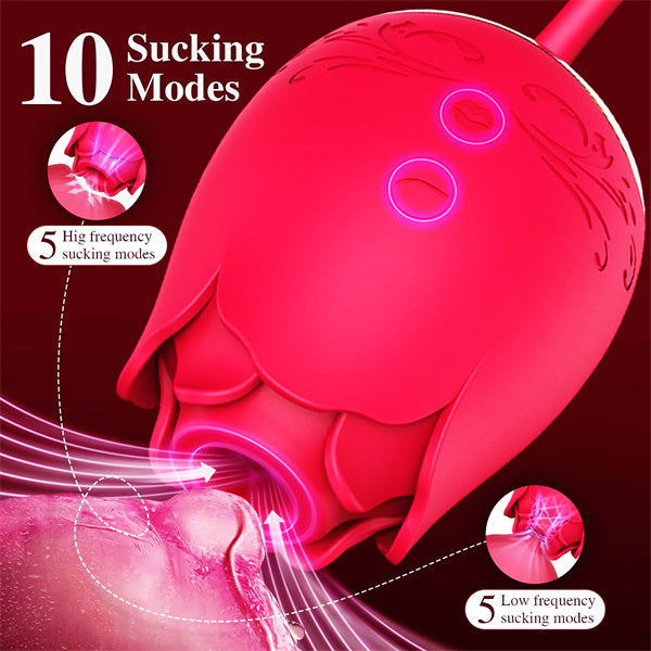 10 Flapping & 10 Sucking Rose Dildo Vibrator Sara