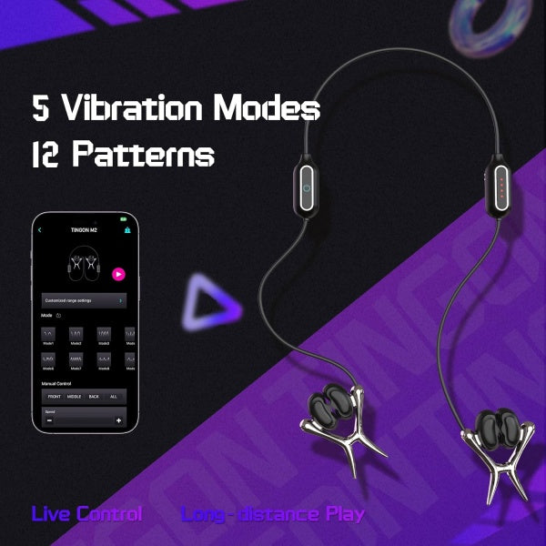TINGON Vibrating Nipple Clamps Nipple Vibrators for Men With App Control