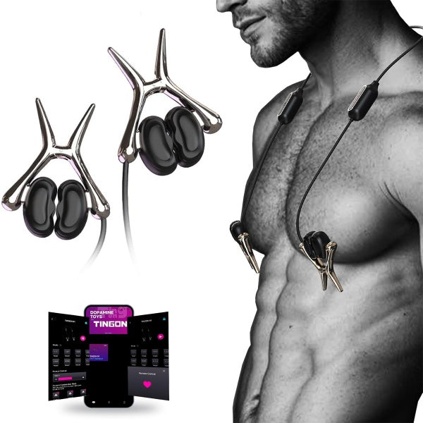 TINGON Vibrating Nipple Clamps Nipple Vibrators for Men With App Control