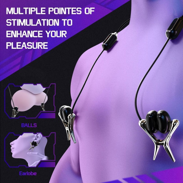TINGON Vibrating Nipple Clamps Nipple Vibrators for Men With App Control