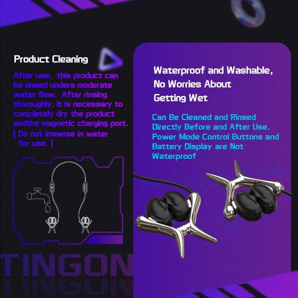 TINGON Vibrating Nipple Clamps Nipple Vibrators for Men With App Control