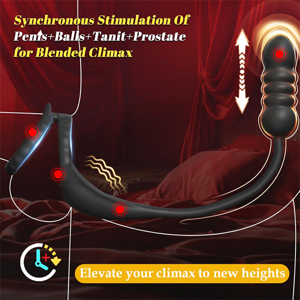 Thrusting Prostate Vibrator with Vibrating Cock Ring
