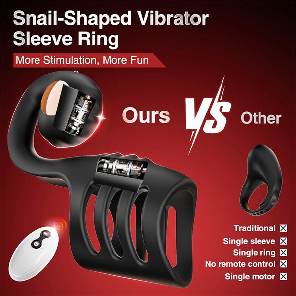 Vibrating Cock Ring Sleeve with Snail-Shaped Vibrator