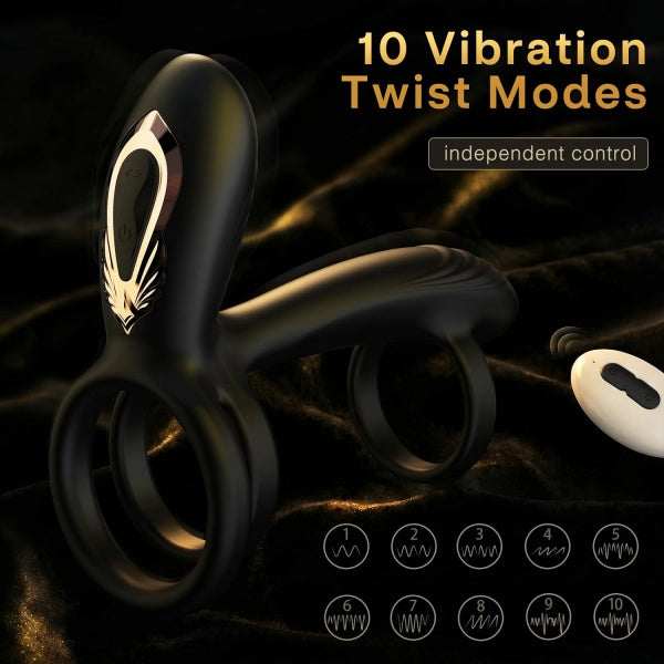 Vibrating Cock Ring with 360° Twisting G-Spot Stimulator