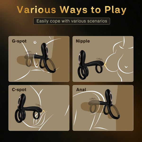 Vibrating Cock Ring with 360° Twisting G-Spot Stimulator