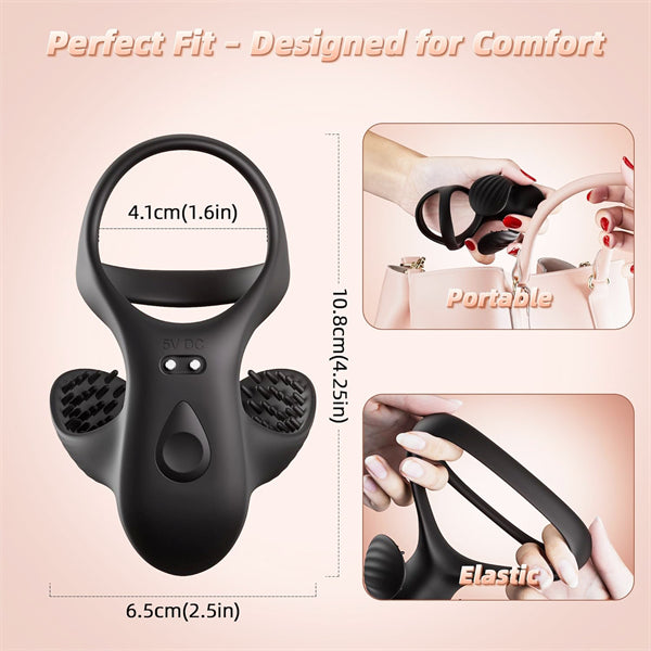 Vibrating Cock Ring with Ball Wrap Design APP Control