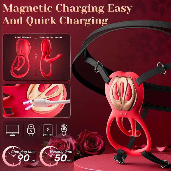 Wearable Vibrator Couples Sex Toys Strap on Vibrator with 10 Vibration Modes