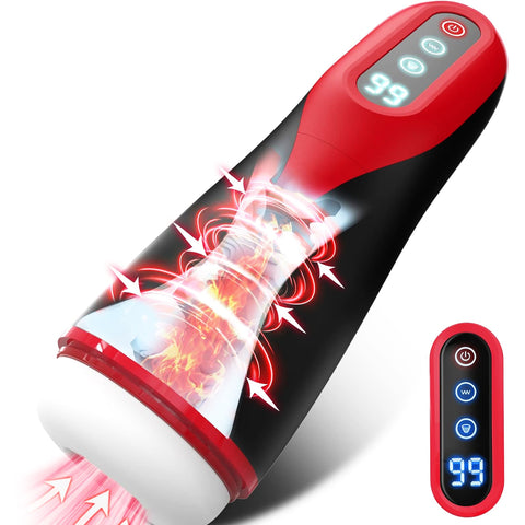 9 Suction & Vibration & Heating Male Stroker Red
