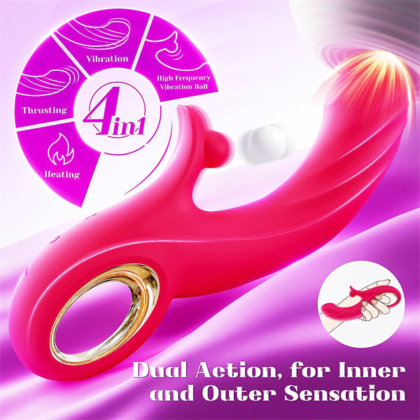 10 Vibrating &7 Thrust Modes & Heating  Rabbit Vibrator Hot Pink