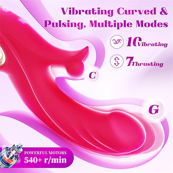 10 Vibrating &7 Thrust Modes & Heating  Rabbit Vibrator Hot Pink