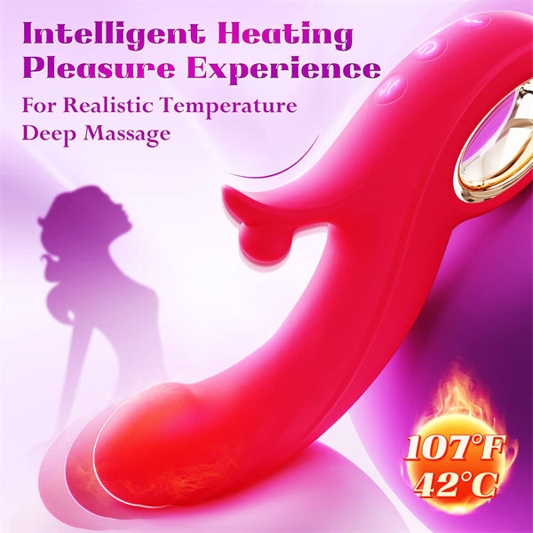 10 Vibrating &7 Thrust Modes & Heating  Rabbit Vibrator Hot Pink