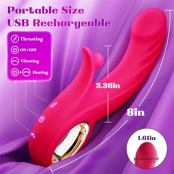 10 Vibrating &7 Thrust Modes & Heating  Rabbit Vibrator Hot Pink