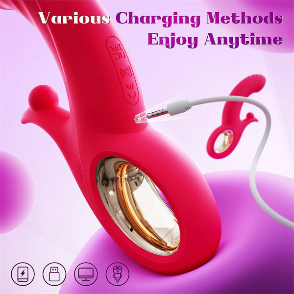 10 Vibrating &7 Thrust Modes & Heating  Rabbit Vibrator Hot Pink