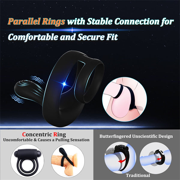 Dual Motors 9 Vibrations Remote Cock Ring