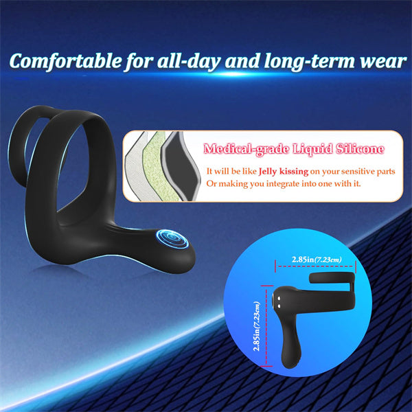 Dual Motors 9 Vibrations Remote Cock Ring
