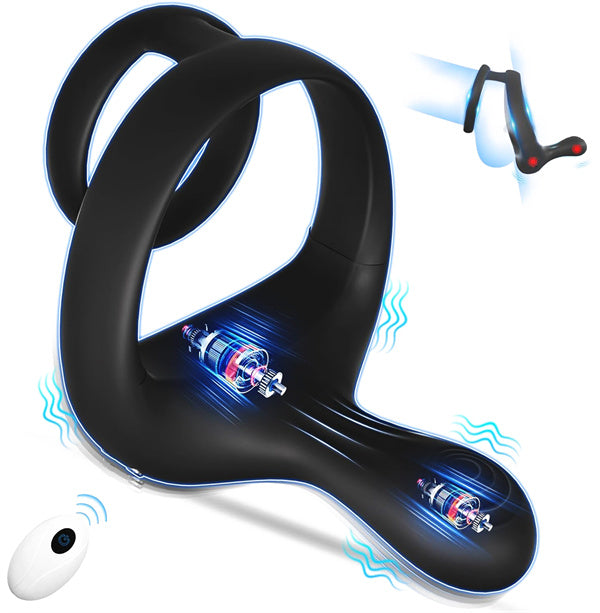 Dual Motors 9 Vibrations Remote Cock Ring