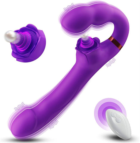 Remote 5 Tapping 10 Vibration Strap-On Dildo Vibrator