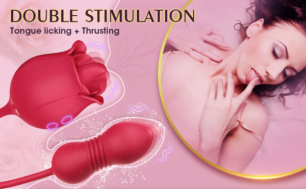 Thrusting Rose Licking Vibrator Red