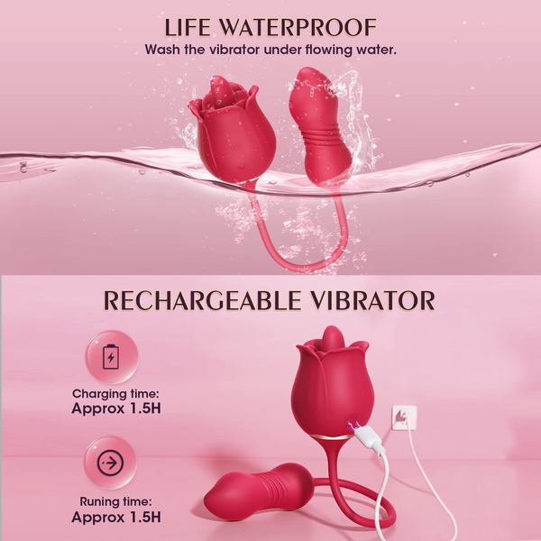 Thrusting Rose Licking Vibrator Red