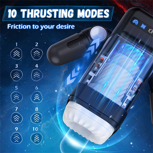 Game Cup -Thrusting Vibrating Masturbator with Heating System Black