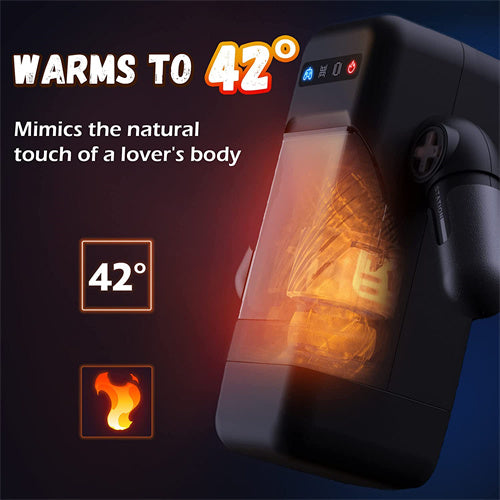 Game Cup -Thrusting Vibrating Masturbator with Heating System Black